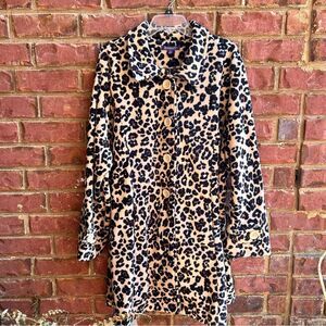 Roaman's Black and Tan Leopard Teddy Jacket